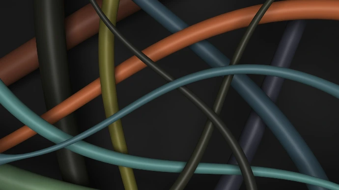 a close up of many different colored wires